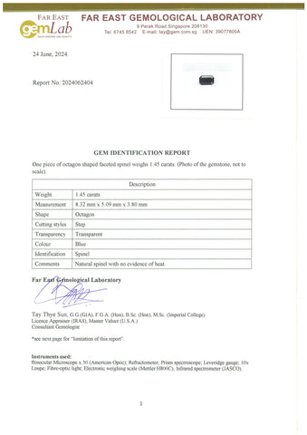 Blue Spinel 1.45ct Burma - Far East Gems & Jewellery