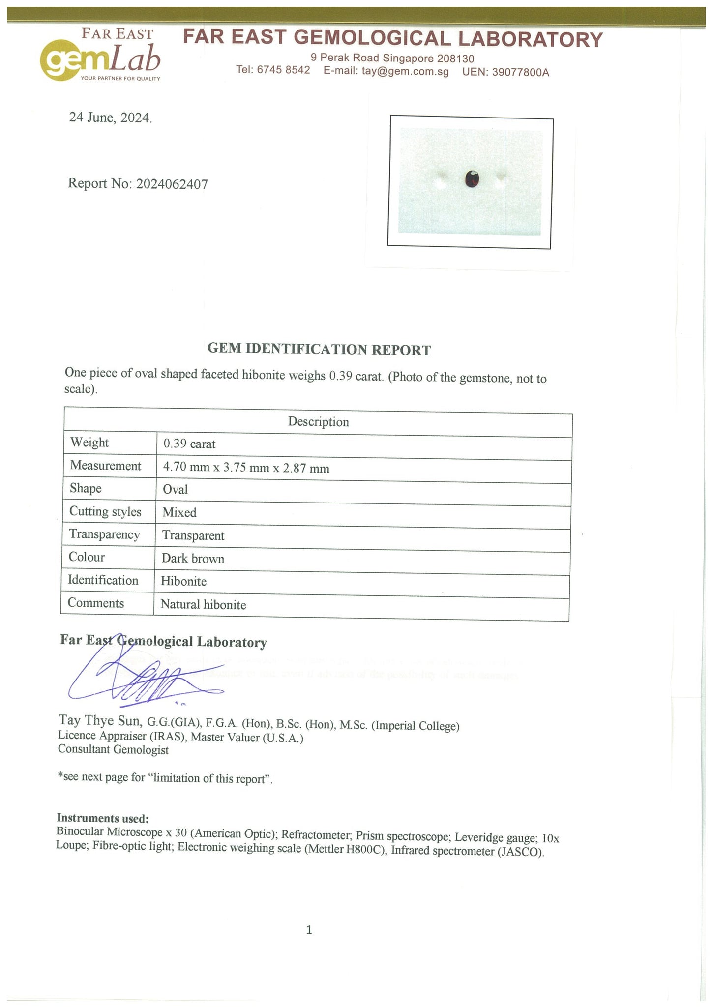 Hibonite 0.39ct Burma - Far East Gems & Jewellery