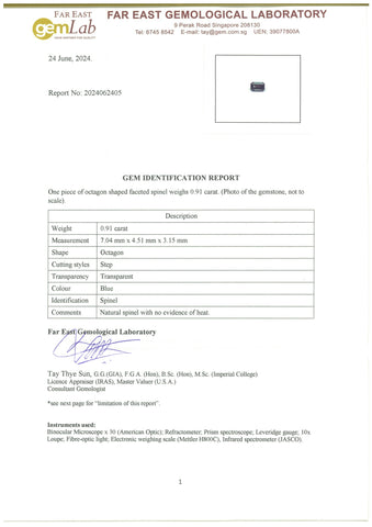 Blue Spinel 0.91ct Burma - Far East Gems & Jewellery