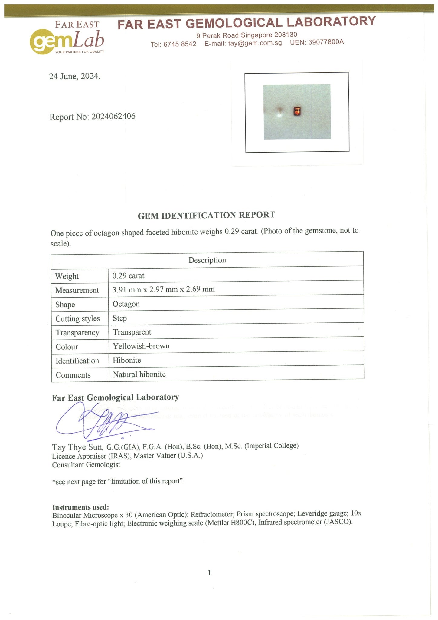 Hibonite 0.29ct Burma - Far East Gems & Jewellery