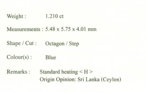 1.210ct Natural Blue Sapphire (Heated) Sri Lanka - Far East Gems & Jewellery