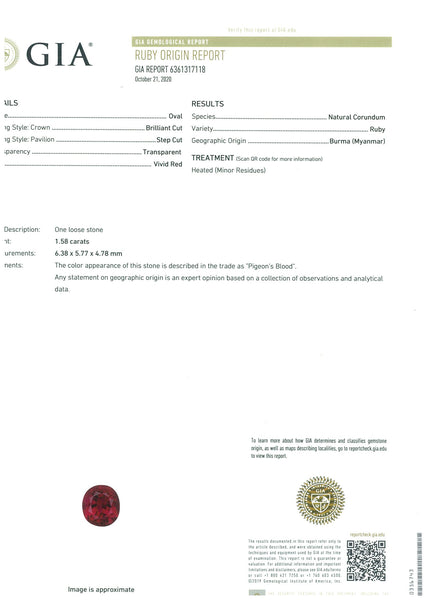 Pigeon’s Blood Ruby 1.58ct - Far East Gems & Jewellery