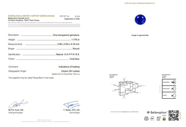 1.179ct Natural Blue Sapphire  ( Sri Lanka) |Far East Gem Jewellery