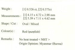 Pair of Natural Red-Purplish Ruby (Unheated) -Myanmar - Far East Gems & Jewellery