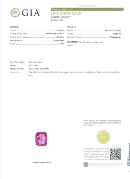 5.57ct Natural Pink Sapphire Madagascar
