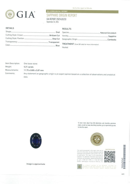 5.21ct Blue Sapphire Cambodia