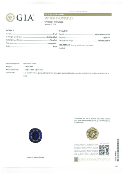 12.82ct Natural Blue Sapphire