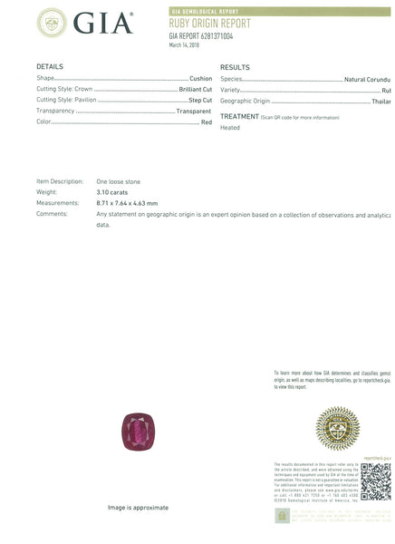 3.10ct Natural Red Ruby ( Heated) Thailand - Far East Gems & Jewellery