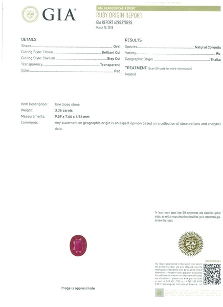 3.36ct Natural Red Ruby (Heated) Thailand - Far East Gems & Jewellery
