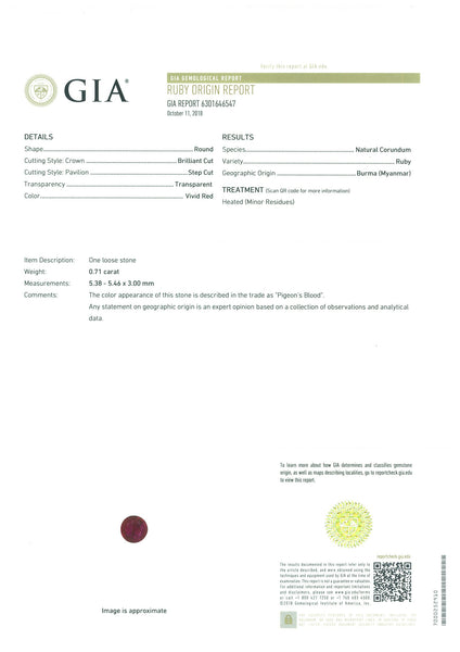 0.71ct Natural Red Ruby ( Heated ) Myanmar - Far East Gems & Jewellery