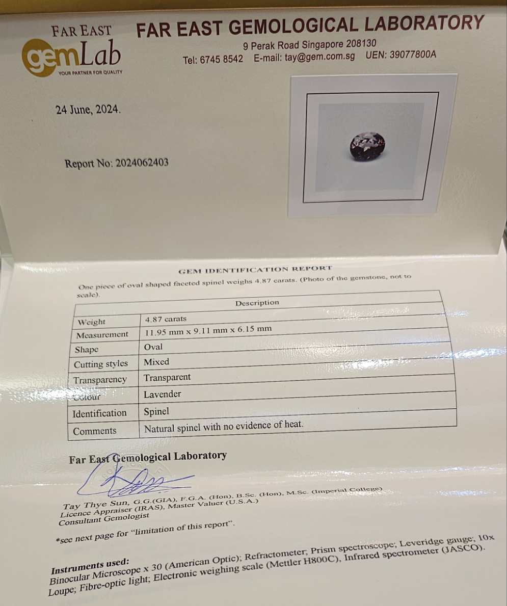 Spinel 4.87ct - Far East Gems & Jewellery