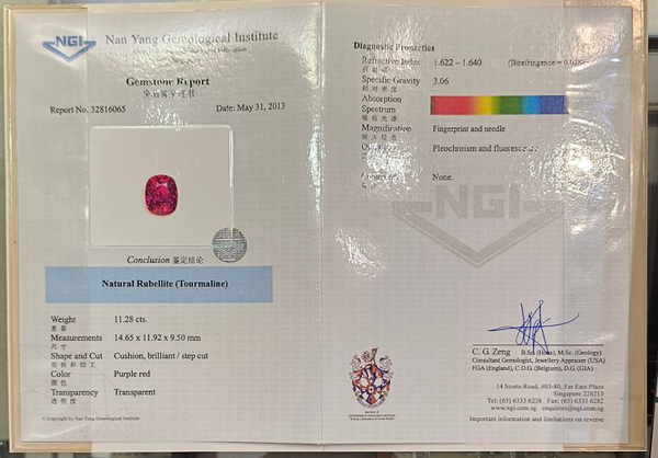 Rubelite 11.28ct - Far East Gems & Jewellery