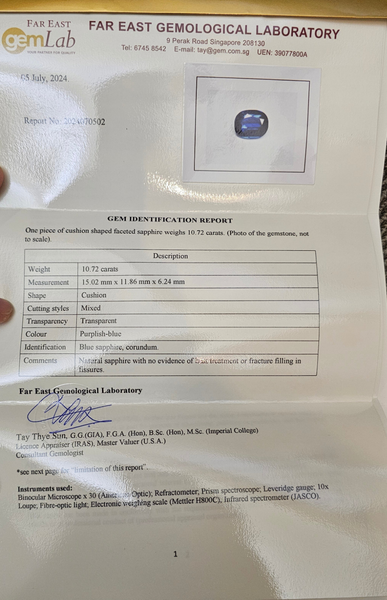 Natural Unheated Blue Sapphire 10.72ct - Far East Gems & Jewellery