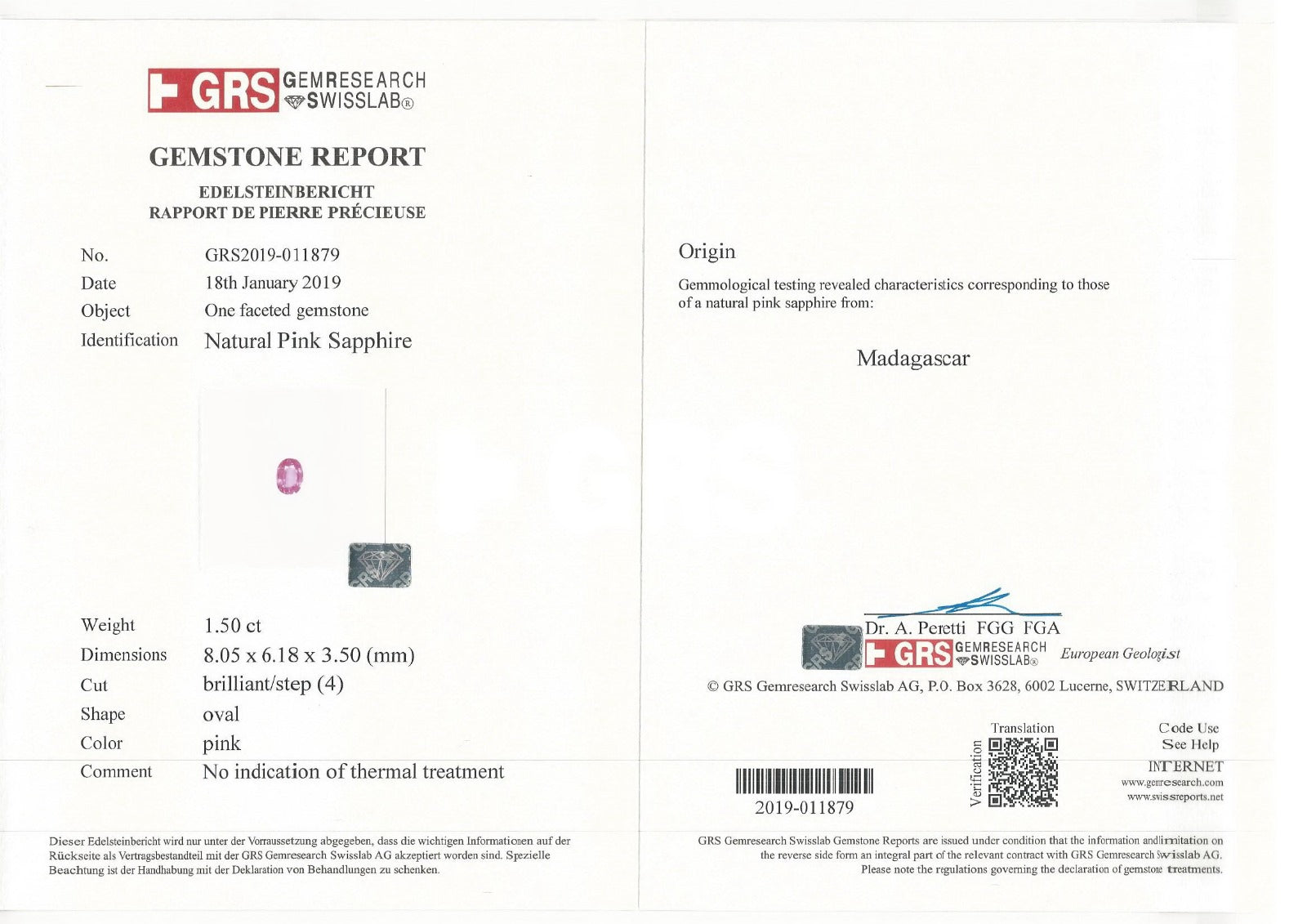 Pair of 1.50ct & 1.34ct Natural Pink Sapphire No heat Oval shape - Far East Gems & Jewellery