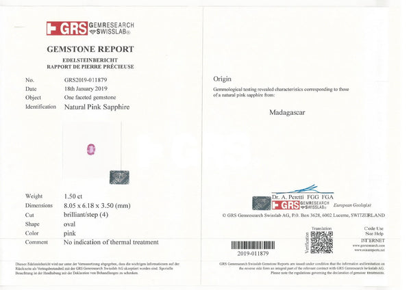 Pair of 1.50ct & 1.34ct Natural Pink Sapphire No heat Oval shape - Far East Gems & Jewellery