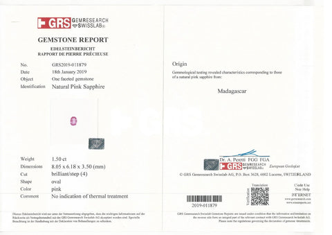 Pair of 1.50ct & 1.34ct Natural Pink Sapphire No heat Oval shape - Far East Gems & Jewellery