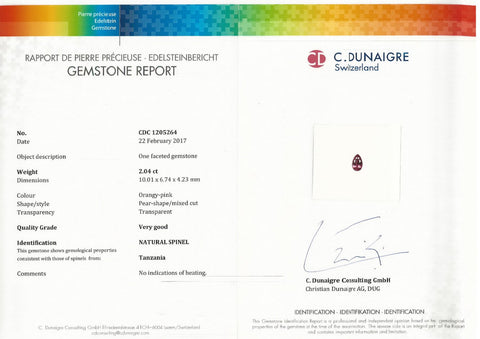 2.04ct Mahenge Spinel pear shape - Far East Gems & Jewellery