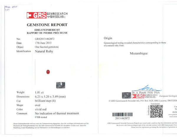 Pair of 1.01ct & 1.02ct Natural Ruby Pigeon Blood from Mozambique No heat - Far East Gems & Jewellery