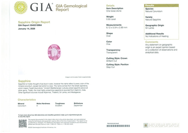 0.85ct Natural Pink Sapphire - Far East Gems & Jewellery