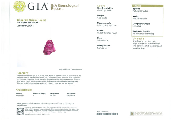 1.26ct Natural Pink Sapphire - Far East Gems & Jewellery