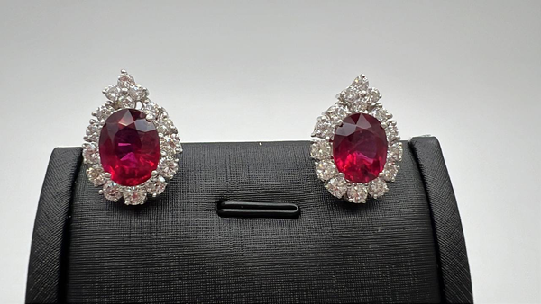 Diamond and Rubellite Earrings - Far East Gems & Jewellery