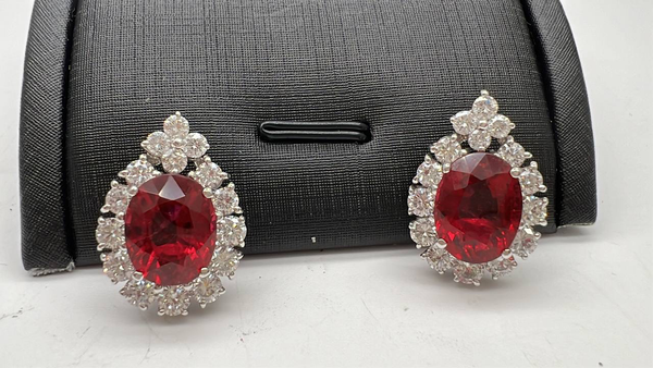 Diamond and Rubellite Earrings - Far East Gems & Jewellery