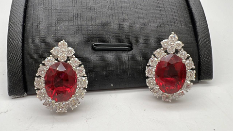 Diamond and Rubellite Earrings - Far East Gems & Jewellery