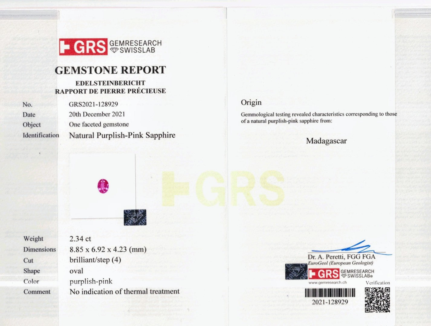 2.34ct Purplish Pink Sapphire Madagascar No Heat - Far East Gems & Jewellery