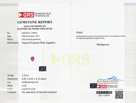 2.34ct Purplish Pink Sapphire Madagascar No Heat - Far East Gems & Jewellery