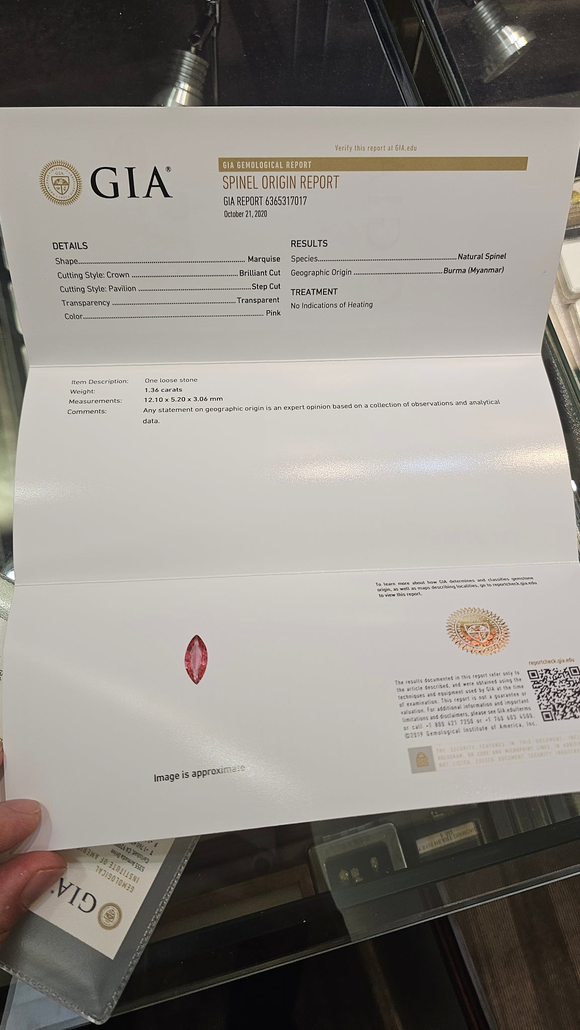 Spinel Burma 1.36ct Marquise Cut - Far East Gems & Jewellery