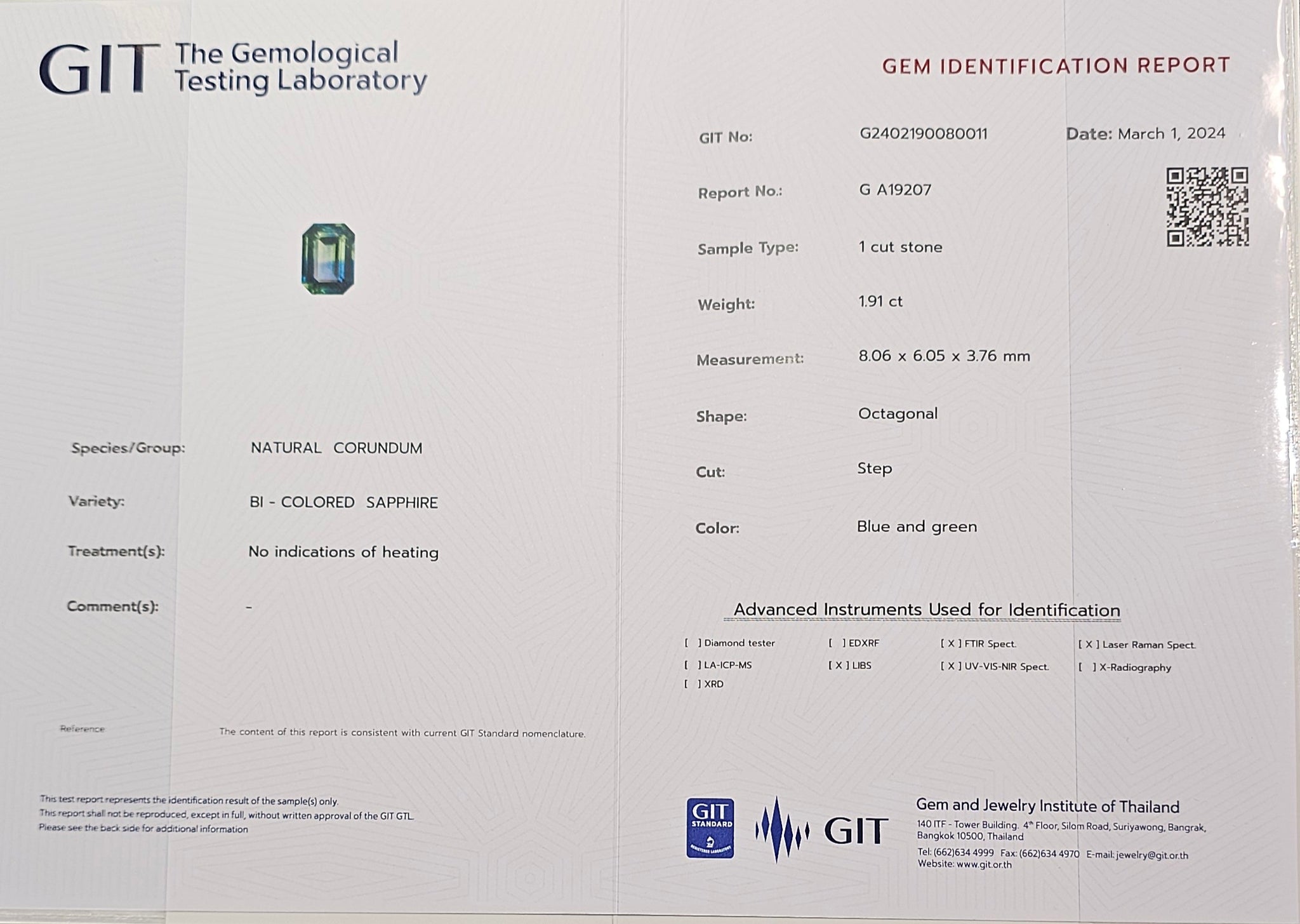 Bi-Coloured Sapphire Natural No Heat Australia 1.91ct - Far East Gems & Jewellery