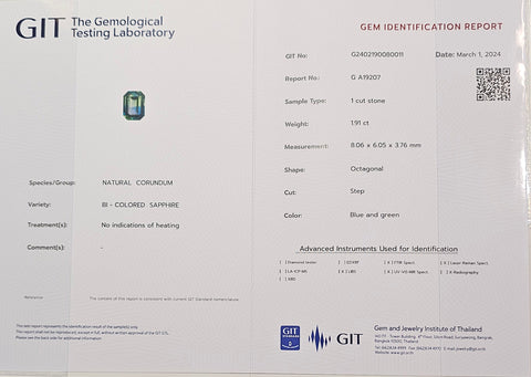 Bi-Coloured Sapphire Natural No Heat Australia 1.91ct - Far East Gems & Jewellery