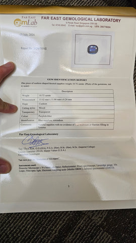 Natural Unheated Blue Sapphire 10.72ct - Far East Gems & Jewellery