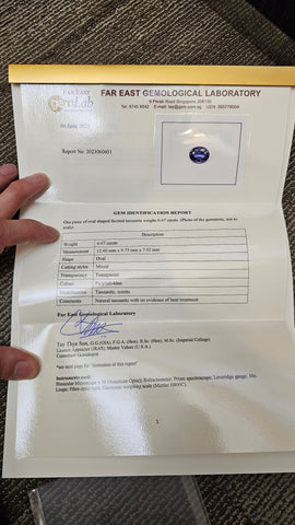 Tanzanite Natura Unheated 6.67ct - Far East Gems & Jewellery