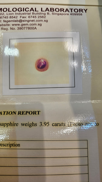 Purple Star Sapphire 3.95ct No Heat Burma - Far East Gems & Jewellery