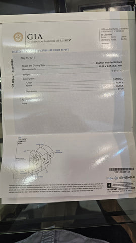 Natural Black Diamond 7.78ct cushion cut - Far East Gems & Jewellery