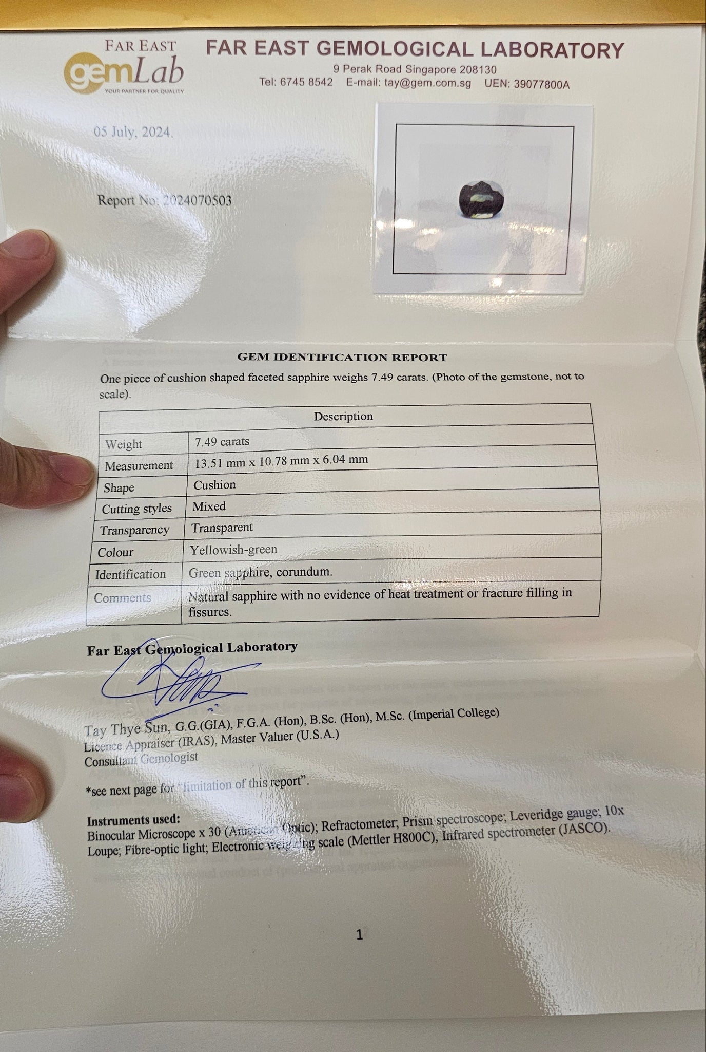 Natural Green Sapphire No Heat 7.49ct - Far East Gems & Jewellery