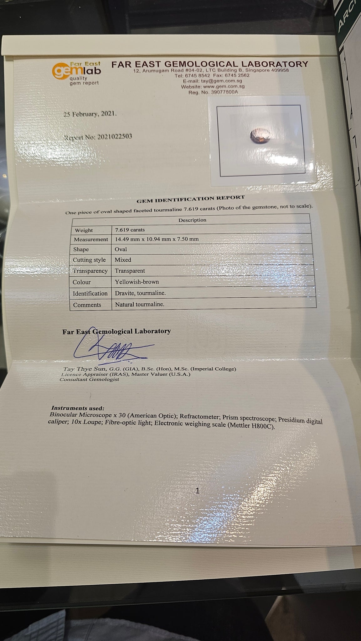 Brown Tourmaline 7.61ct - Far East Gems & Jewellery