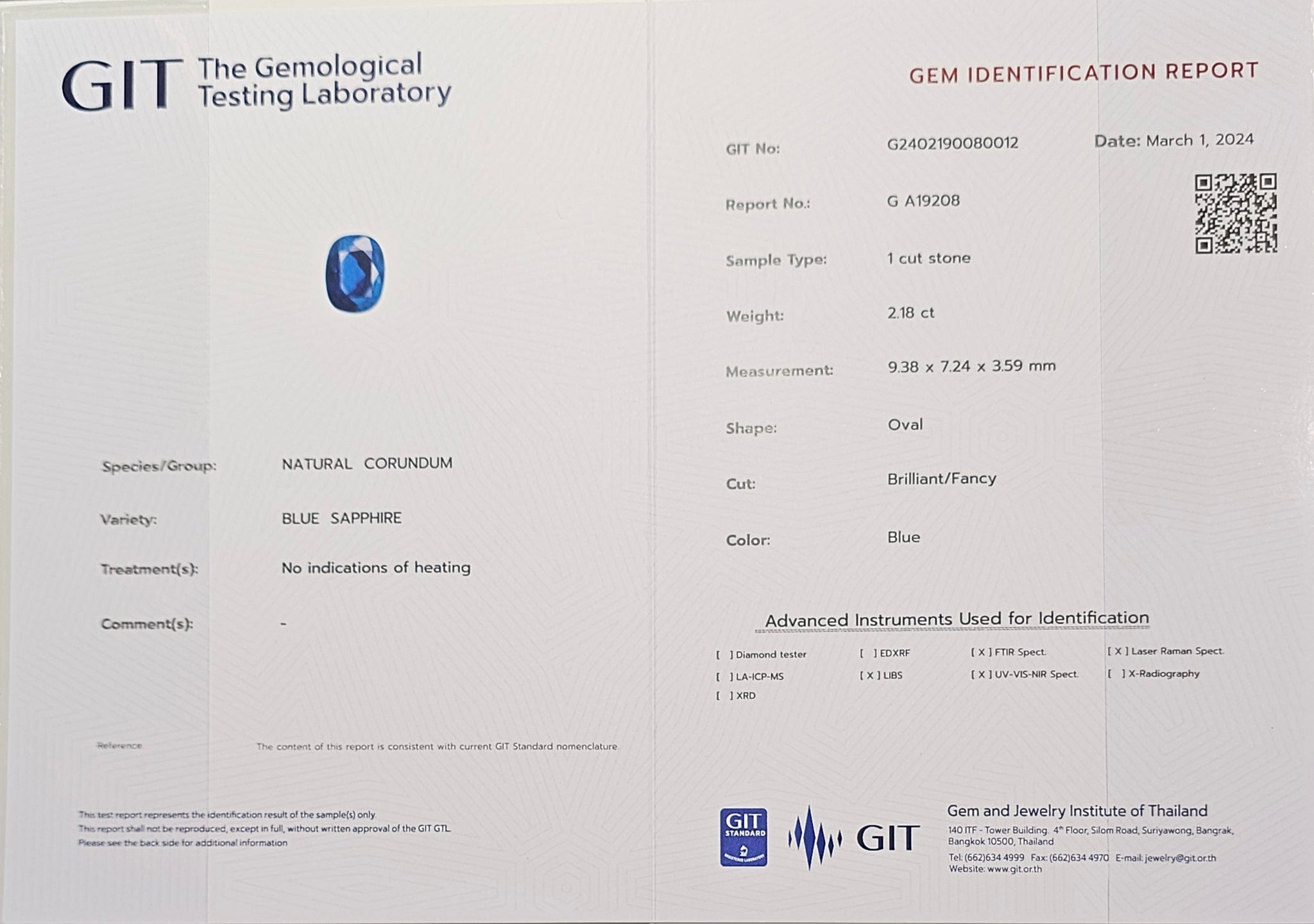 Blue Sapphire Natural No Heat Australia 2.18ct - Far East Gems & Jewellery