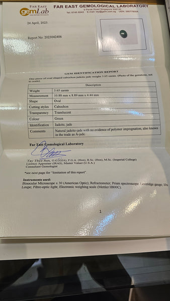 Natural A-Jade, 3.65ct - Far East Gems & Jewellery