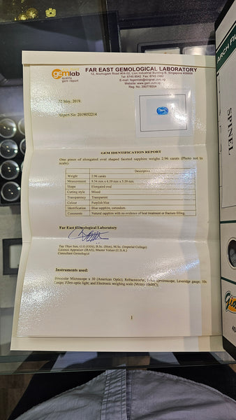 Blue Sapphire (Ice Blue), Oval 2.96ct - Far East Gems & Jewellery