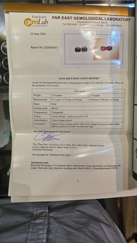 Colour Change Garnet 1 pair 4.36ct total - Far East Gems & Jewellery