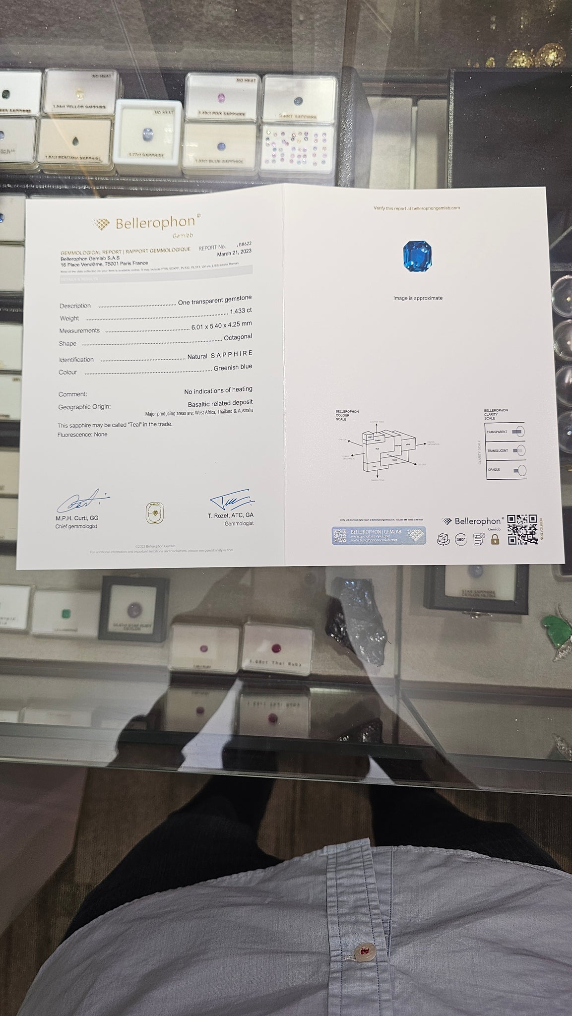 Teal Sapphire natural No heat 1.43ct emerald cut - Far East Gems & Jewellery