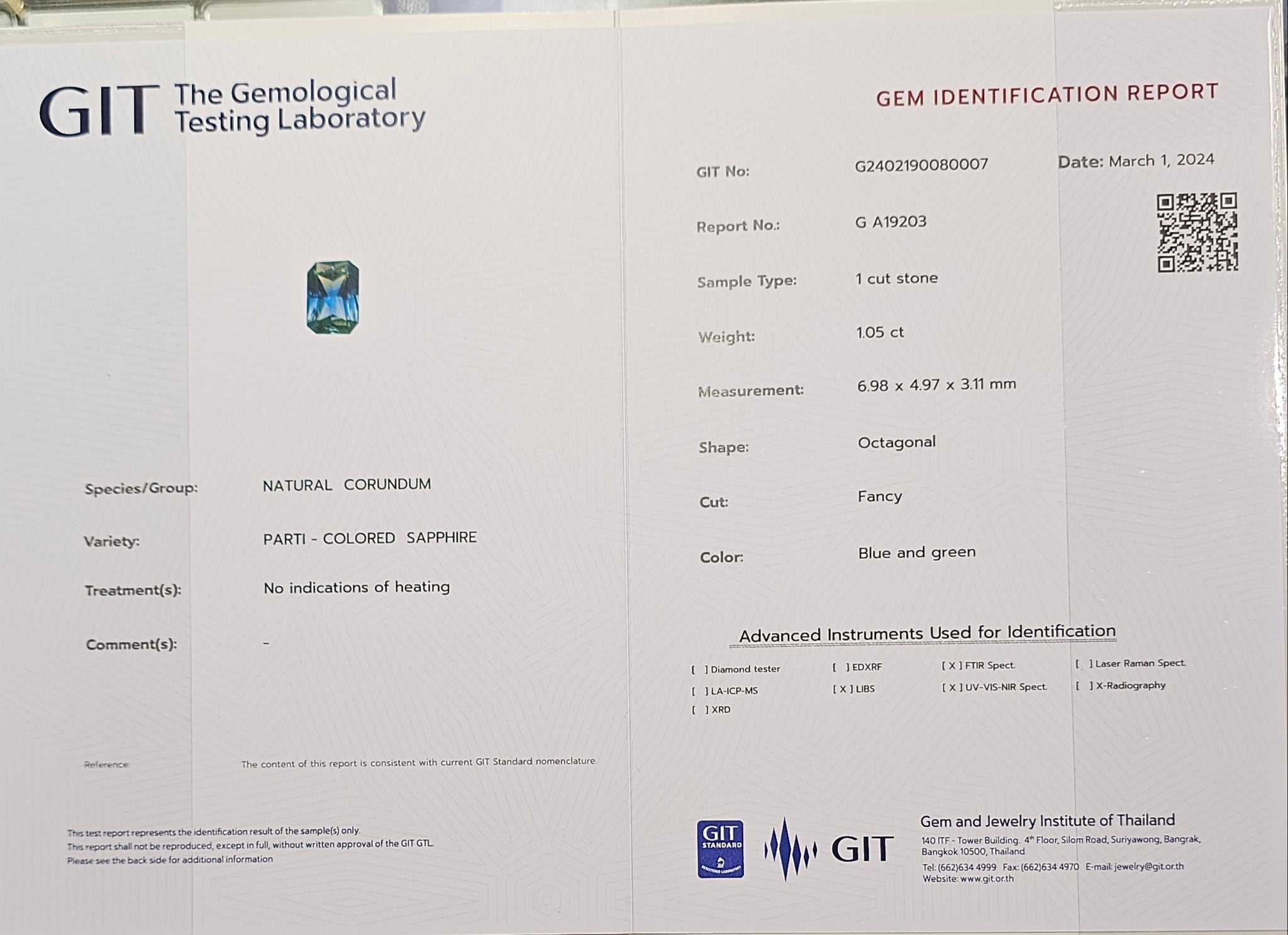 Parti-Colored Sapphire Natural No Heat 1.05ct Australia - Far East Gems & Jewellery