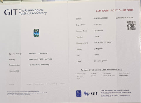 Parti-Colored Sapphire Natural No Heat 1.05ct Australia - Far East Gems & Jewellery