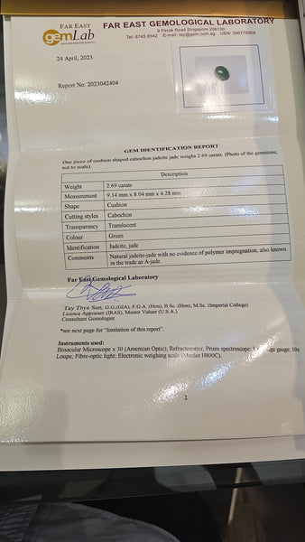 Natural A-Jade, 2.69ct - Far East Gems & Jewellery