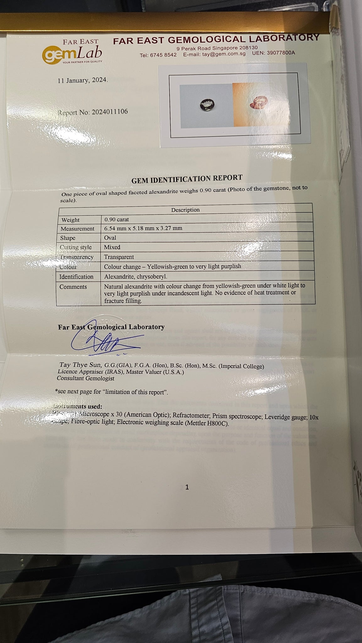 Alexandrite 0.90ct - Far East Gems & Jewellery