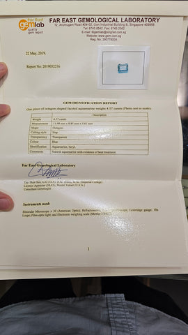 Aquamarine 4.57ct - Far East Gems & Jewellery