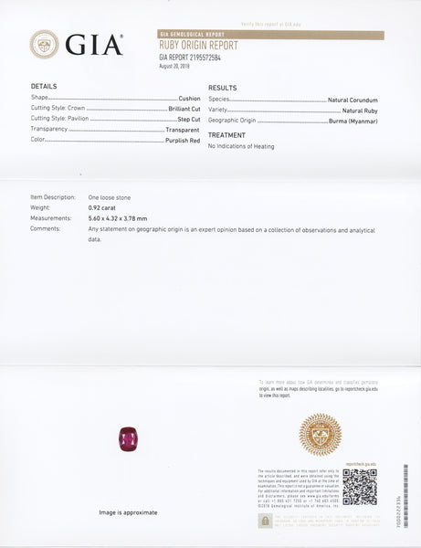 Unheated Ruby 0.92ct Myanmar - Far East Gems & Jewellery