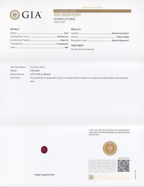 Unheated Ruby 0.92ct Myanmar - Far East Gems & Jewellery